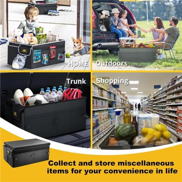 Car Trunk Organizer - 65L Collapsible Trunk Organizer with Lid, Sturdy Storage - Picture 6 of 7